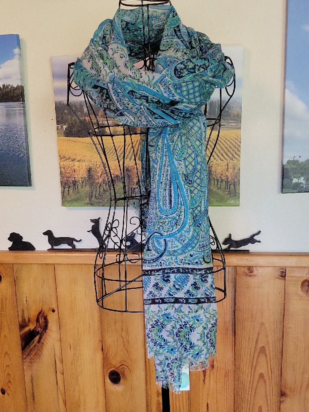 Echo Blue Green Paisley Scarf - Picture 2 of 3